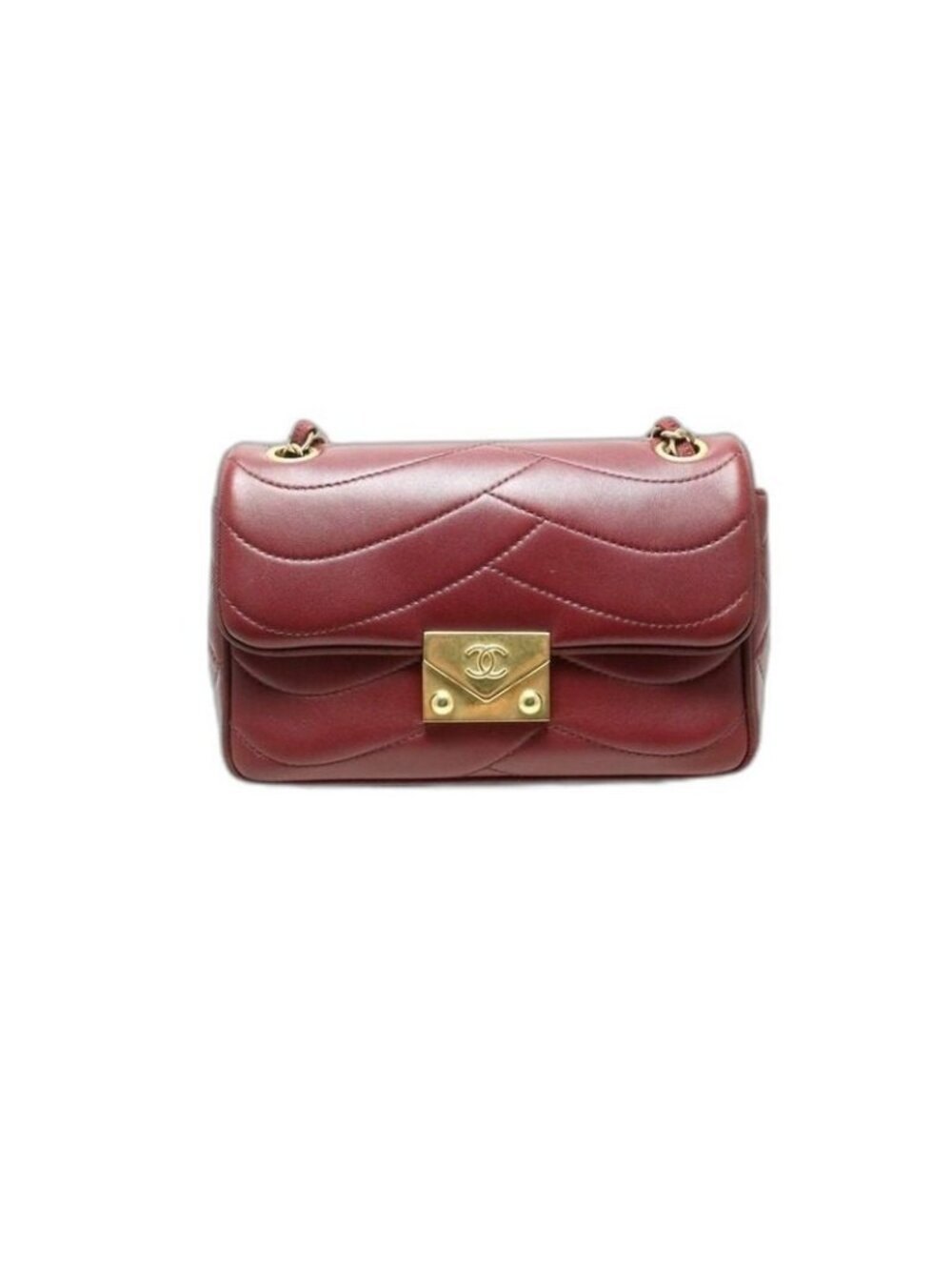 Chanel 22 Wave Stitch Push Lock Leather Chain Shoulder Bag